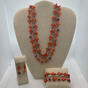 Orange Cross Jewelry Set